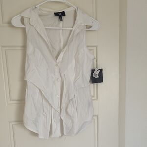 Iz Byer Ivory Sleeveless Blouse